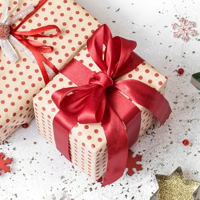 3" x 25 Yards Satin Ribbon, Green Silk Ribbon Ideal for Gift Wrapping, Floral Bouquets, Crafts, Wedding Party Decorations, Christmas and Sewing Projects