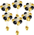 56 Pcs Balloon and Balloon Weights, 50 Pieces Balloons Decorative Birthday Confetti Balloons 6 Pieces Balloon Weights Pack Holder Balloons Party Wedding Birthday Decors(Black, Gold Series)
