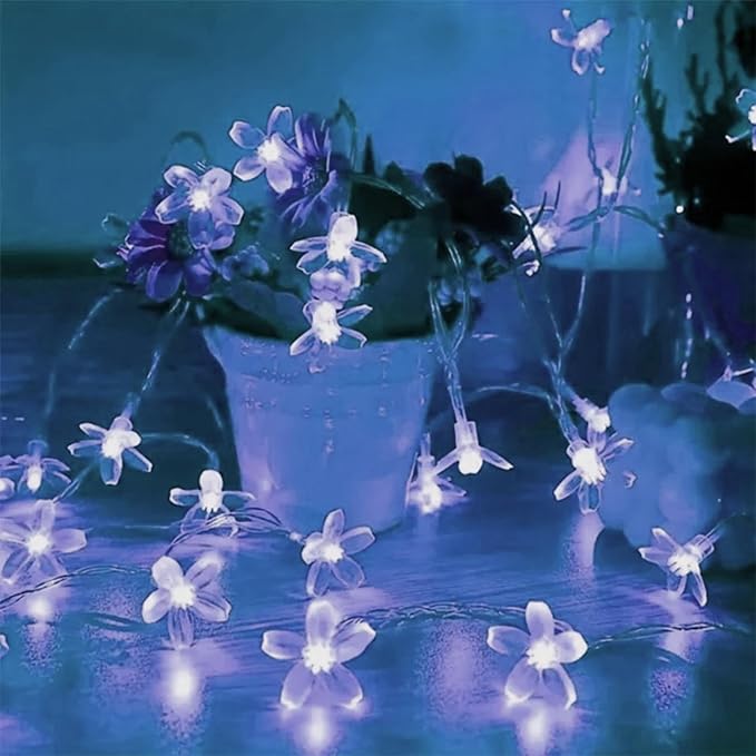 Fairy Cool White Flower String Lights, 33ft 100 LED Plug in 8 Lighting Mode Cherry Blossom Indoor Wall Ceiling Window Decorations, Aesthetic Lamp Decor for Christmas Holiday Easter Bed Room