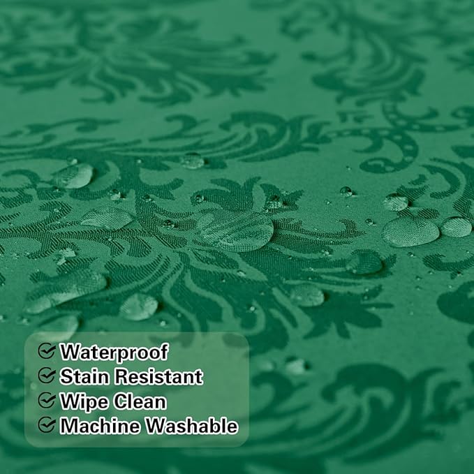 Jacquard Tablecloths for Rectangle Tables 60 x 84 Inch, Spill Proof Stain Resistant Damask Table Cloth, Soft Fabric Table Cover for Dining, Party, Indoor, Outdoor, Spring, Easter, Green