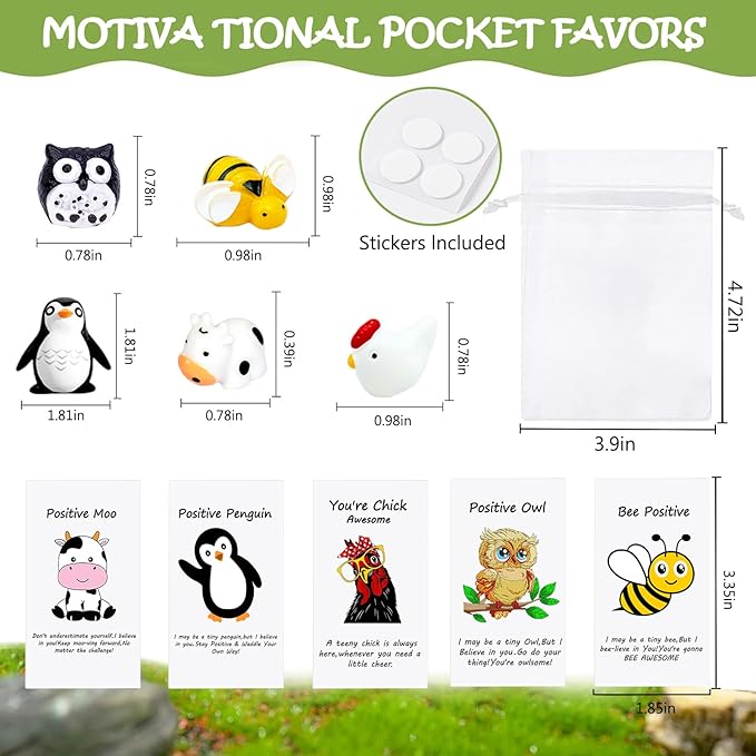 100 Set Employee Appreciation Gifts Bulk for Thank You Staff Back to School Student Teacher Office Coworker Nurse Pocket Gifts Animal Pun Inspirational Note Cards Penguin Rooster Bee Owl Cow Favors