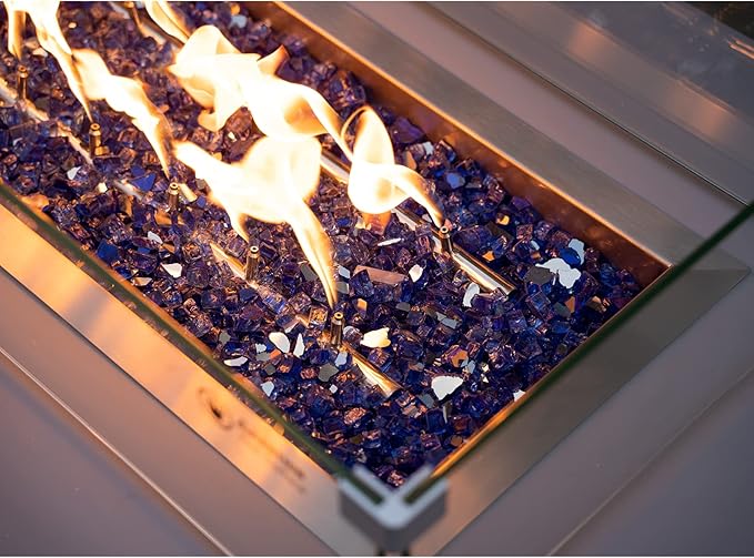 Stanbroil 10-Pound Fire Glass - 1/2 inch Reflective Tempered Fire Glass for Fireplace Fire Pit, Cobalt Blue Reflective