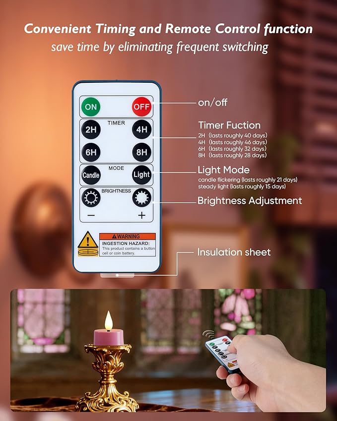 Amagic Flameless Pink Timer Remote Tealights Candles, 3D Black Wick Flickering Tea Light, 400+Hour Colored Votive Candles Battery Operated, Set of 12 for Romantic Wedding Decor, Baby Showers, Proposal