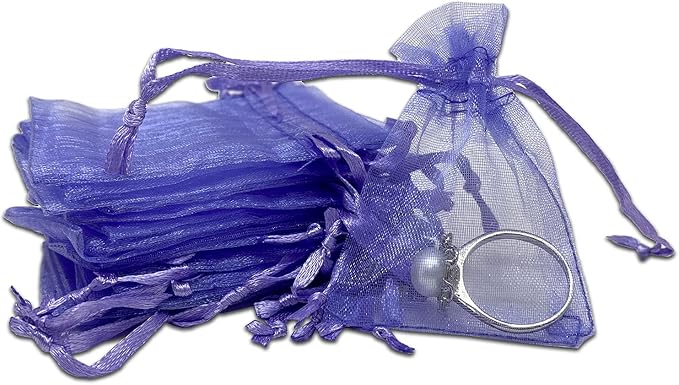 TheDisplayGuys 100-Pack XS 2 x 2 3/4" Lavender Sheer Organza Gift Bags with Drawstring, Jewelry Candy Treat Wedding Party Favors Mesh Pouch