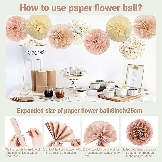 Rose Gold Birthday Party Decorations Kits with Happy Banner,Cake Topper,Hanging Swirls,Tissue Paper Pompoms,Paper Tassels Garland,Confetti Balloons for Women Girls Birthday Party