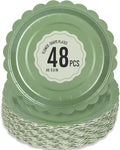 48 Pcs Sage Green Paper Plates 9 Inch Scalloped Dessert Plates - Disposable Sage Green Cake Plate - Baby Shower Birthday Party Wedding Bridal Party Supplies