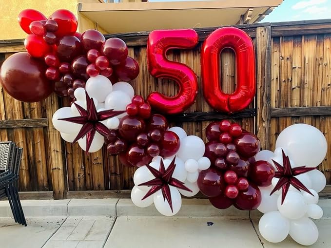 3pcs 26inch 3D wine red (Burgundy) Explosion Star foil balloon, wine red Foil Cone Star burst Balloons for Birthday Wedding New Year Party Event