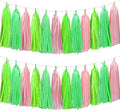 Green Light Green and Pink Tassel Garland Banner Paper Tassels for Party Decorations,Pack of 15