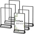 Zonon Acrylic Sign Holder 5x7, 6 Pack Vertical Double Sided Menu Display Stand with Borders, Double Sided Wedding Table Menu Holders Picture Frames for Restaurant, Christmas Party(8.5 x 11 Inch)