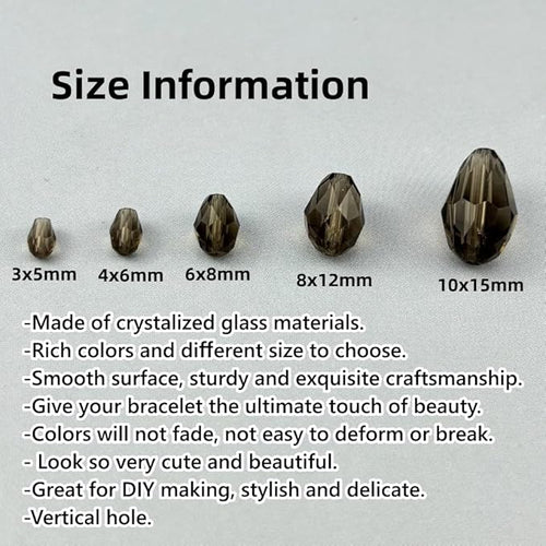 150pcs 4x6mm Teardrop Crystal Glass Beads for Jewelry Making, Faceted Vertical Hole Teardrop Glass Spacer Beads for Wind Chimes Bracelet Earring Necklace DIY Craft(Gray)