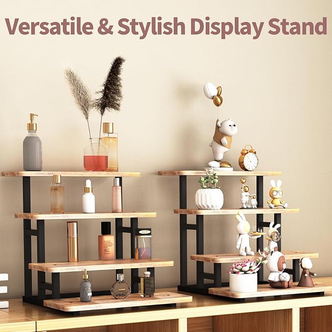 Lily Cupcake Stand for 50 Cupcakes, 2 PACK Wooden Dessert Table Display Set for Wedding Cupcake Tower, Stepped Tiered Tray Stand 4 Tier Risers Display Stands Serving Trays for Party Market Display