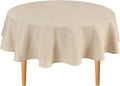 Hiasan Round Linen Tablecloth 60 Inch - Table Cloth Round Tablecloth Wrinkle and Stain Resistant Washable Polyester Fabric for Dining Room Kitchen Party, Beige