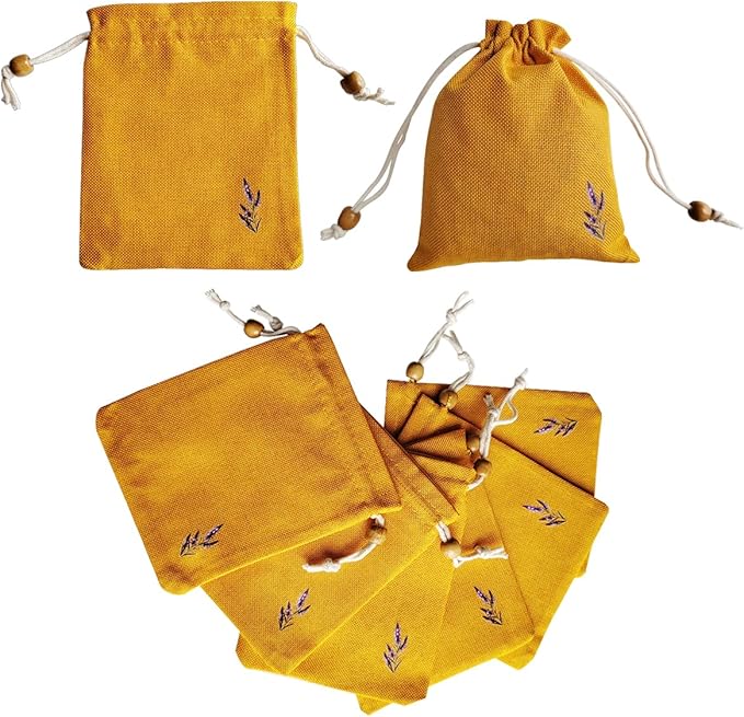 Daclubmenxy D&C 20PCS Sachet Bags Empty for Lavender, Burlap drawstring bags, Jewelry Pouches 4.5'' x 6.0'' Drawstring Gift Bags for Wedding, Christmas, Party Favor Bags (Orange, 4×6in)