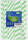 Disposable Green Polka Dots Paper Straws for Drinking 7.75 inch, 100 Counts - Cocktail, Party, Birthday, Decoration, DIY Crafts
