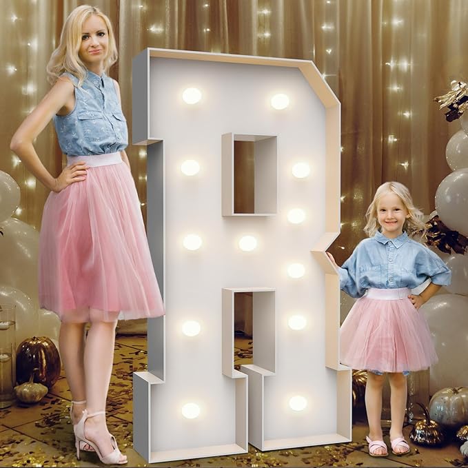 4FT Marquee Light Up Letters R,Party Decoration Large Marquee Light Up Letters with Weighted Water Bag,Pre-cut Foam Board Set Can Be Used for Birthdays,Weddings,Baby Anniversaries
