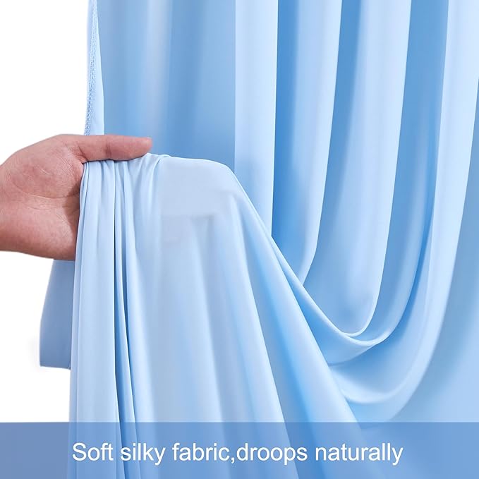 40ft x 12ft Baby Blue Backdrop Curtains Wrinkle Free Backdrop Curtain for Wedding Parties Blue Fabric Backdrops Drapes Back Drop Cloth Bridal Shower Stage Curtains Wedding Decorations for Reception