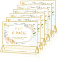 EHWINE 6 Pack Acrylic Sign Holder 4 x 6 Horizontal, Double-Sided Stand up Table Top Sign Holders, Gold Acrylic Picture Frame Menu Flyer Paper Holder Display Stand for Office Business Store Wedding Party