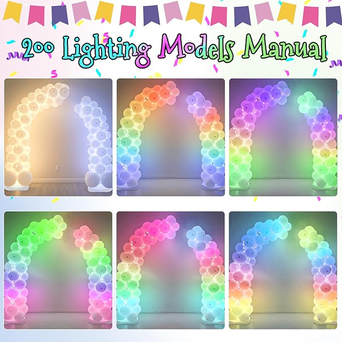 OurWarm 8.2FT & 6FT Lighted Balloon Arch Kit, Free Bending Top Balloon Arch Stand with Base, Half Arch Balloon Stand for Floor Balloon Column Kit for Wedding Birthday Baby Shower Party Decorations