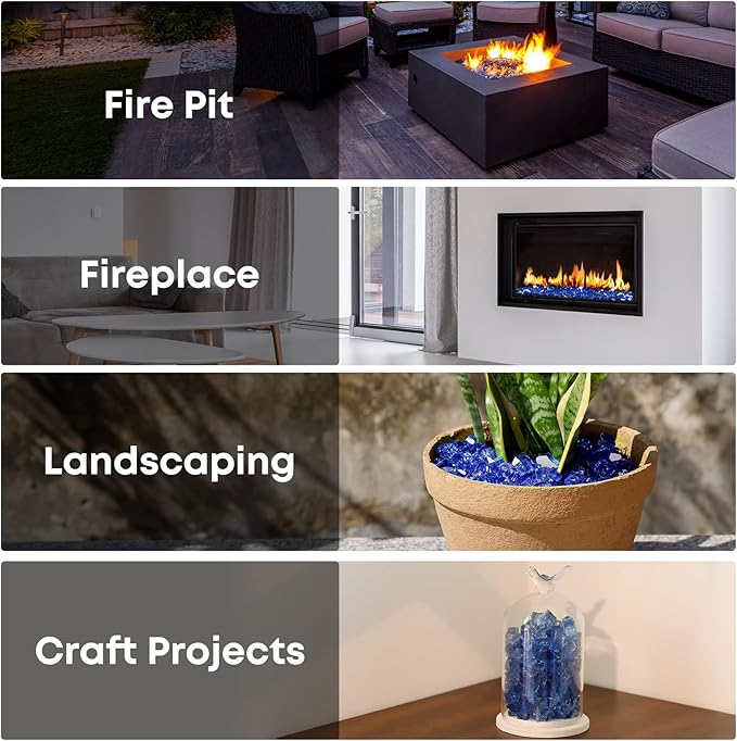 Stanbroil 10-Pound Fire Glass - 1/2 inch Reflective Tempered Fire Glass for Fireplace Fire Pit, Cobalt Blue Reflective