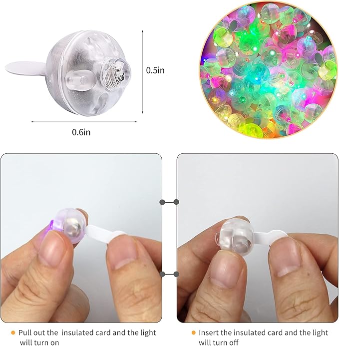 Aogist 100pcs Mutilcolor Balloon Lights, Long Standby Time Waterproof Mini Ball Light, Round LED Flash Lamp for Paper Lantern Balloon Party,Wedding,Birthday,Festival,New Year and Christmas Decorative