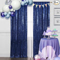 SquarePie Sequin Backdrop Non-Transparent Background Sparkly Curtain for Wedding Party 2FT x 8FT Navy Blue 2pcs