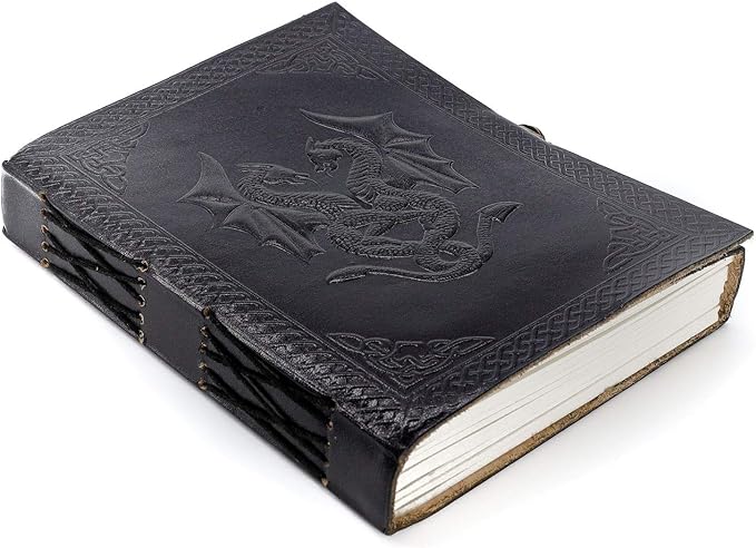 Handmade Leather Double Dragon Journal | Writing Notebook Diary | Bound Daily Notepad for Men & Women Unlined Paper Medium, Writing pad for Artist, Sketch