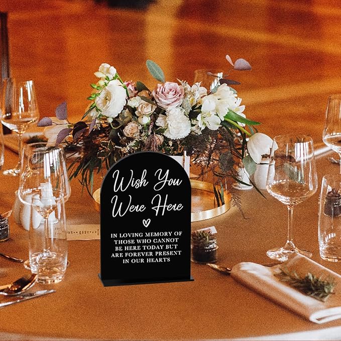 Acrylic Wedding Sign Wedding Signs for Ceremony Wish You Were Here Sign for Wedding Modern Calligraphy Arch Acrylic Table Top Sign for Wedding Reception and Event Party Table(black）