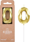 PHD CAKE 2.76 Inch Crystal Gold 0 Number Birthday Candles, Gold Number Candles, Cake Number Candles, Party Celebration