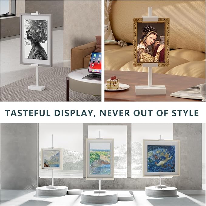 Adjustable Tabletop Picture Frame Stand - Up to 29" Height, Frame Holder Stand Table Easels for Display, Metal Standing Easel Display Stand for Picture Frames, Artwork, Canvas (White)
