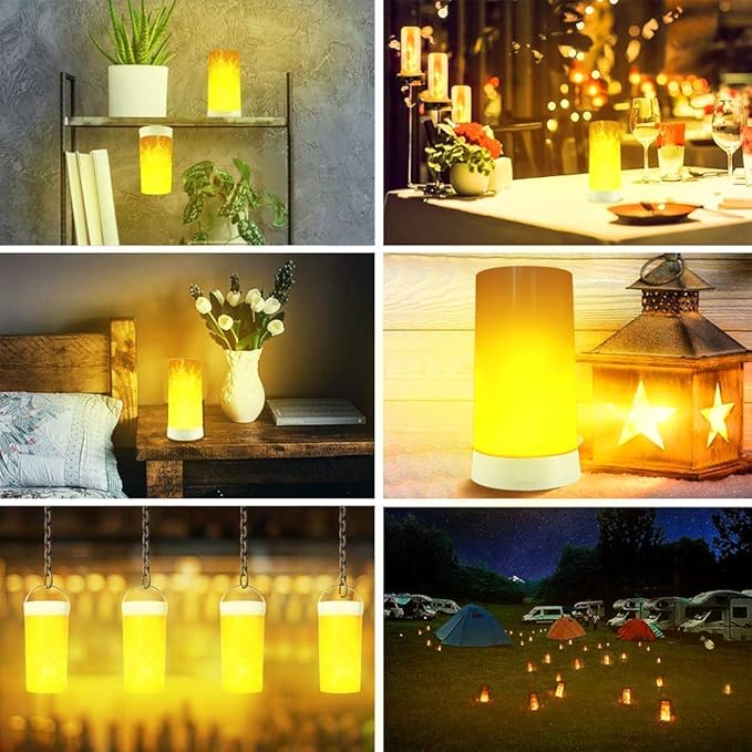 LED Flame Light, Flame lamp Candles Fire Lanterns Outdoor Hanging Lamps,USB Rechargeable Waterproof Dimmable 4 Modes Lantern,Outdoor Flickering Light Bulb with Gravity Sensing Effect&Magnetic Base