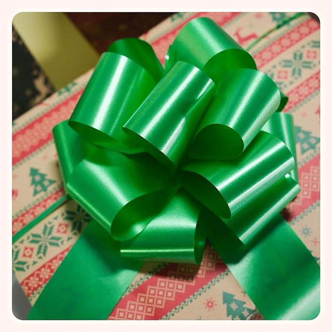 6 PCS 6 Inch Green Pull Bows - Perfect for Gift Wrapping, Wedding Decor, Car Bows, Birthday Parties, Christmas and Valentine's Day