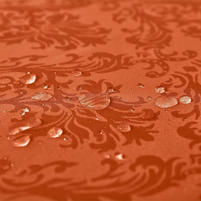 SASTYBALE Jacquard Rectangle Tablecloth, Rusty Spill-Proof Wrinkle Resistant Damask Table Cloth, Soft Polyester Oblong Table Cover for Kitchen Parties Thanksgiving - 60 x 120 Inch Rust