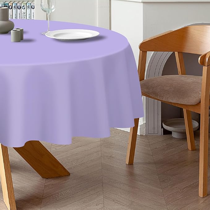 QIKSION Lavender Round Tablecloth 12 Pack, 84 Inch Plastic Table Cover Disposable for Parties