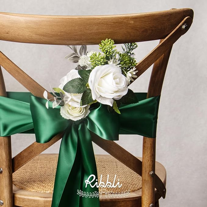 Ribbli Forest Green Satin Ribbon 4 Inch Wide Dark Green Ribbon for Wedding Chair Sash Grand Opening Ceremony Big Bows Gift Wrapping Floral Crafts Cake Decor-Double Faced Satin Continuous 10 Yards