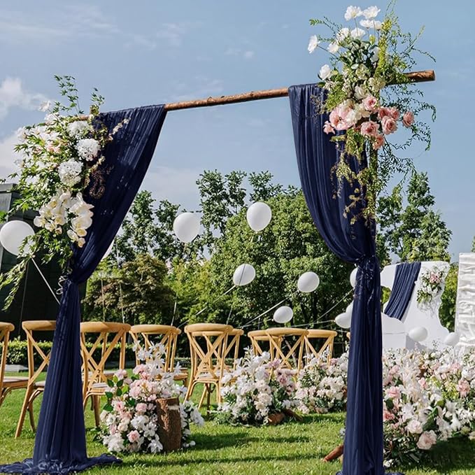 Navy Blue Wedding Arch Draping Fabric 29" x 20 FT Navy Wedding Drapes for Backdrop Sheer Curtains Drapes for Romantic Bridal Baby Shower Ceremony Birthday Party Fall Outdoor Events