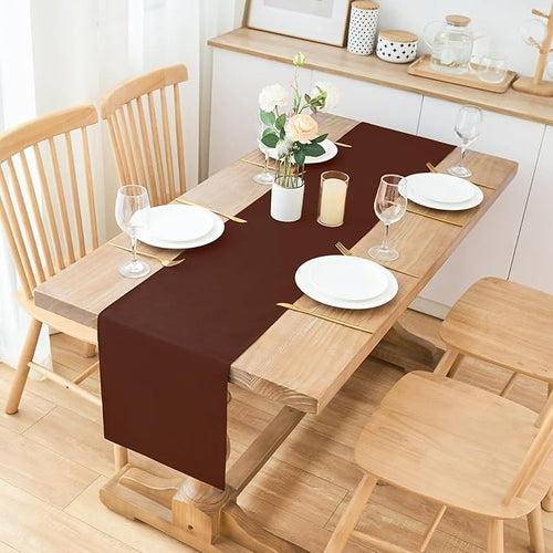 2 Pack Chocolate Small Short Table Runner 12 x 48 Inch Solid Color Runners Coffee Table Dresser for Daily Party Home Decoration