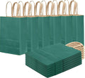 qiqee Peacock Green Gift Bag with Handles Bulk 24Pcs Paper Bags -8.3"x6"x3. 15" Party Favor Bags - Solid Color