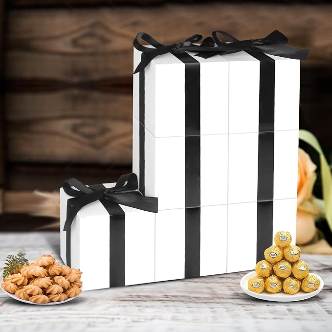 50 Pack Small Gift Boxes, 2x2x2 Favor Boxes White Paper Gift Boxes with Lids for Presents, Crafting, Cupcake Boxes, Gifts, Candy Boxes for Wedding Party Bridal Shower Baby Shower Favors