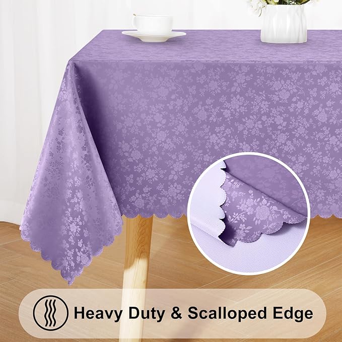 Smiry Rectangle Table Cloth, Waterproof Heavy Duty Vinyl Tablecloths, Wipeable Washable Table Cover for Kitchen and Dining Room (Purple, 52" X 70")