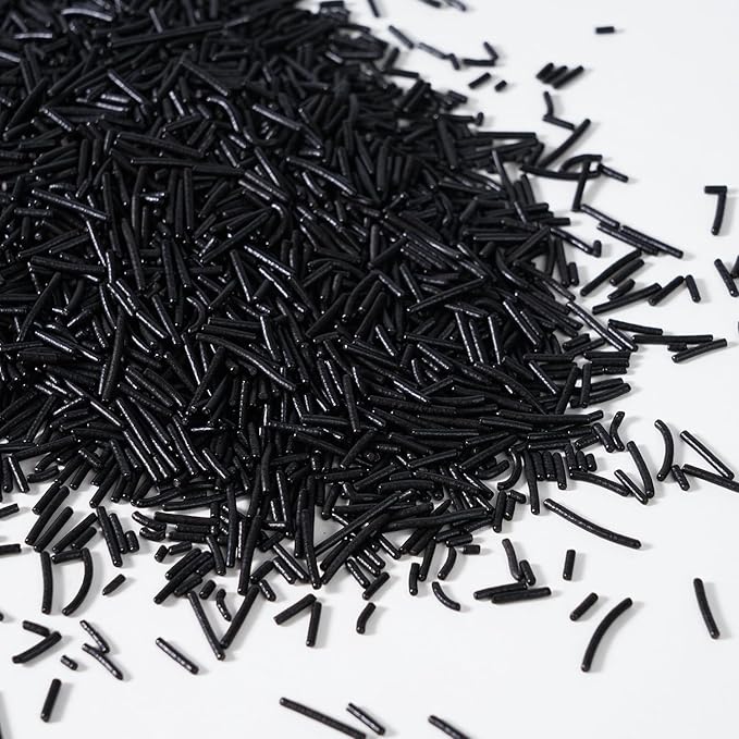 Edible Black Sprinkles, Jimmies Sprinkle, Black Sprinkles for Baking, Cake, Cupcake, Cookies, Donut, Perfect for Halloween(120g/4.23oz)