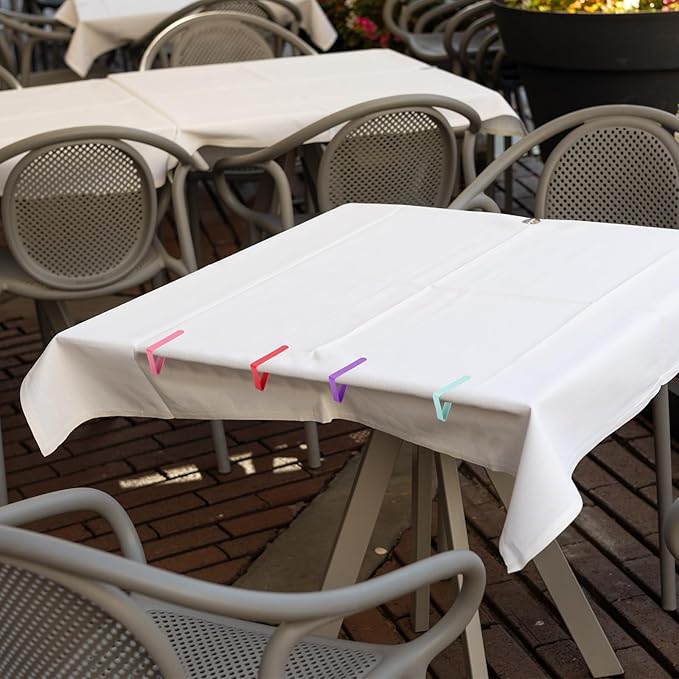 uxcell 4 Pack Tablecloth Clips, Stainless Steel Table Cloth Cover Clamps, 2.56" x 2.68" Windproof Holder Clips for Home Party Picnic Wedding Camping Dining Tables, Purple