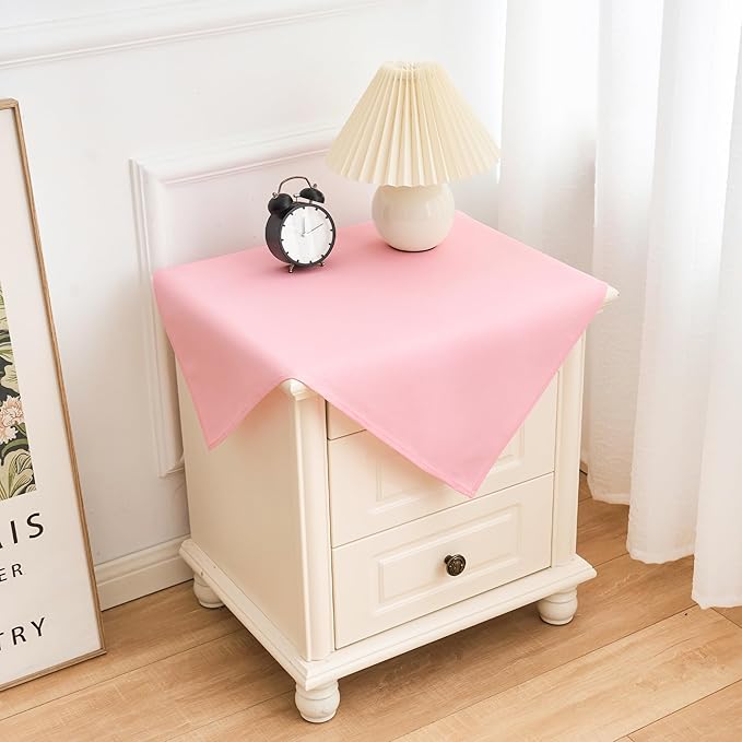 2 Pack Small Square Table Cloth 24X24 Inch Pink Tablecloth Washable Polyester Solid Table Cover for Night Stand End Table Side Table Outdoor Indoor