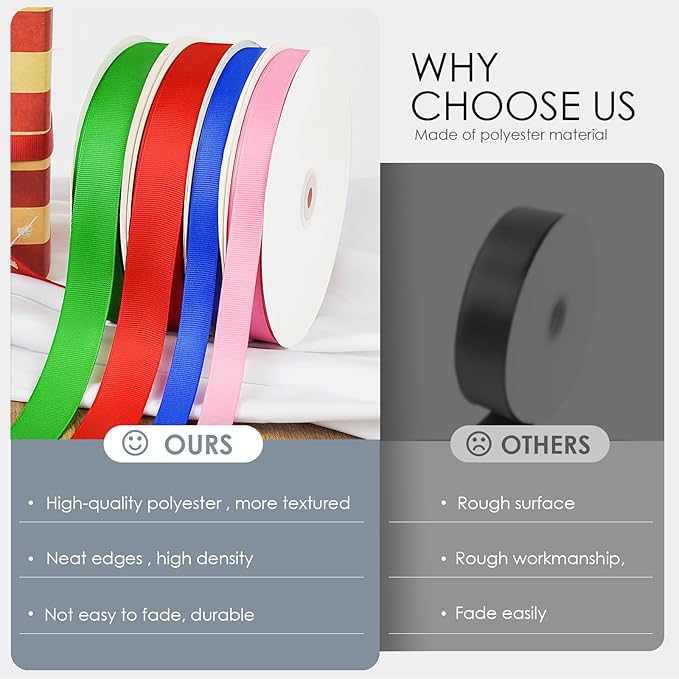 100 Yards 1.5 inch Grosgrain Ribbon, Solid Color Fabric Ribbon Perfect for Gift Wrapping, Wedding, Handmade Bows, Floral Bouquets and Party Decoration(White)