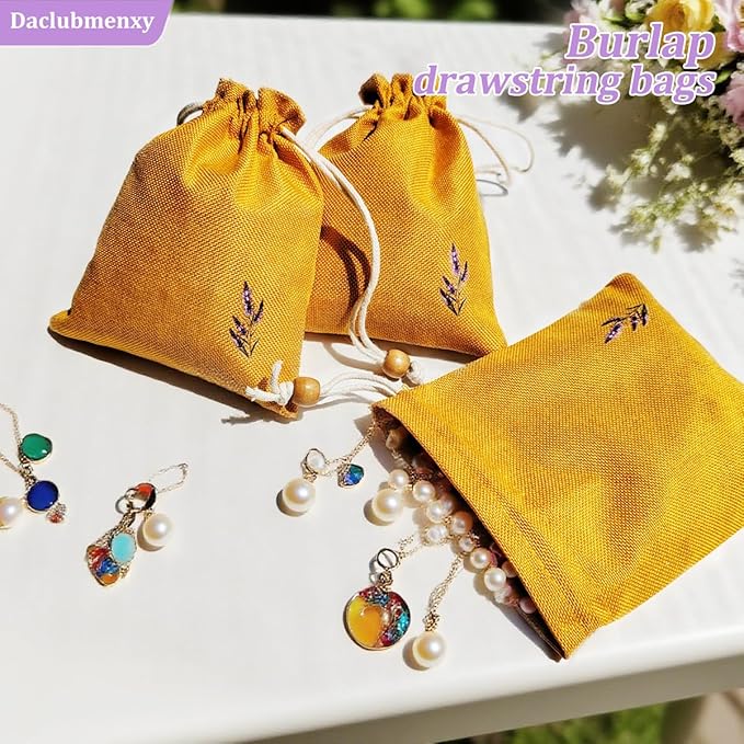 Daclubmenxy D&C 20PCS Sachet Bags Empty for Lavender, Burlap drawstring bags, Jewelry Pouches 4.5'' x 6.0'' Drawstring Gift Bags for Wedding, Christmas, Party Favor Bags (Orange, 4×6in)