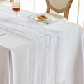 Fanami 1 Pack Pearl Table Runner -10FT Ivory White Boho Tulle Table Runners 120 Inches Long Rustic Sheer Lace Fabric Centerpieces for Wedding Arch Birthday Party Bridal Veil Baby Shower Decorations
