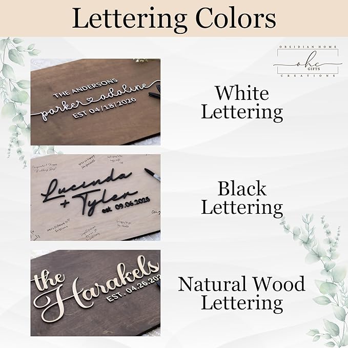 Personalized Last Name Guest Book, Unique Guest Book Sign, Custom Alternative Guest Book, Wooden Guest Book, Wedding Ceremony Guestbook Sign (Design 8)