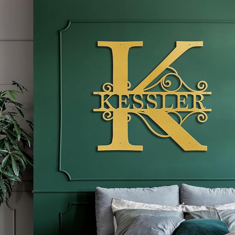 Custom Metal Name Sign | Metal Wall Art | Split Letter Monogram Decor | Family Name Sign | Personalized Wedding Gift | Outdoor Decor