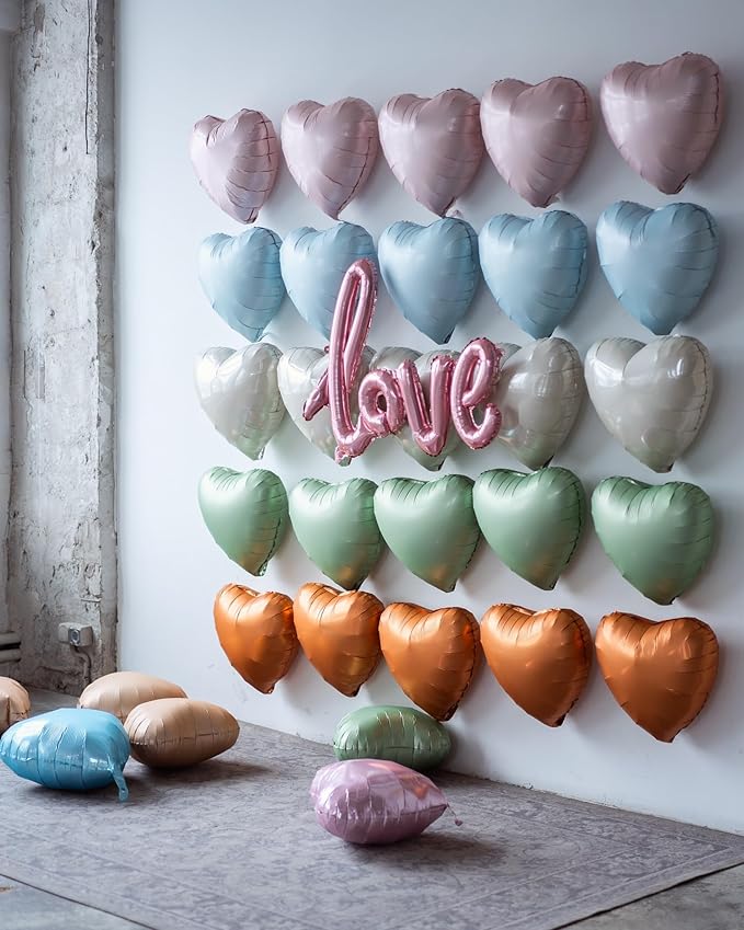 Baby Blue Heart Balloon, 10PCS Blue Foil Heart Balloons, 18inch Pastel Blue Heart Shape Balloons Helium Birthday Party Decorations for Boys Girls Brithday Party, Valentines Day, Wedding, Anniversary