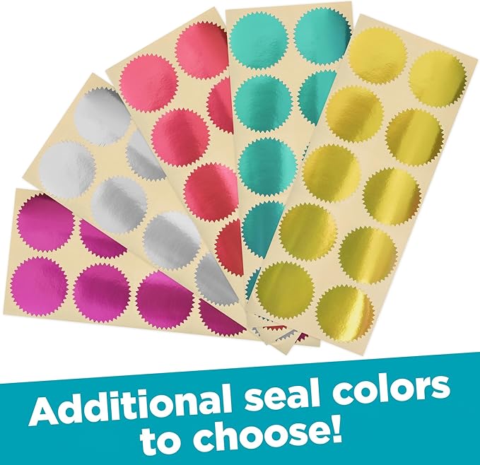 MaxMark Notary Seal Round Pink Embosser for Iowa State - Includes Gold Burst Seal Labels (50 Count)