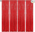 Red Sequin Curtains 2FTx8FT 4 Panels Red Sequin Backdrop for Parties Glitter Backdrop Photo Background for Wedding Baby Shower